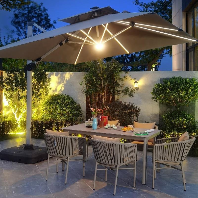 Outdoor Umbrella  with Solor Energy LED Light