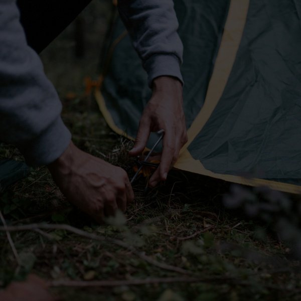Tent interior glowing at night